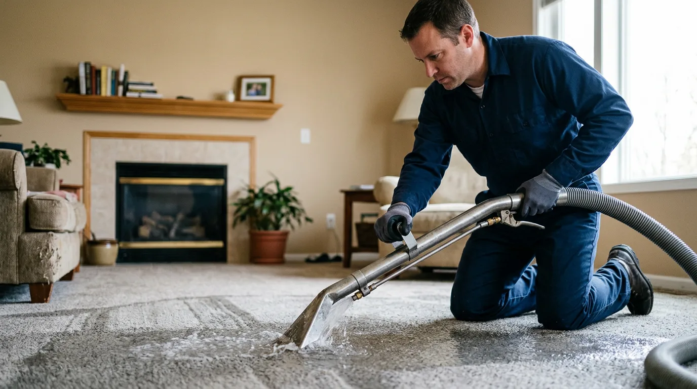 Water damage restoration technician working near Apple Valley, CA